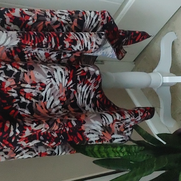 Creations Las Vegas plus size colorful stretchy red, black, orange top - Picture 5 of 11